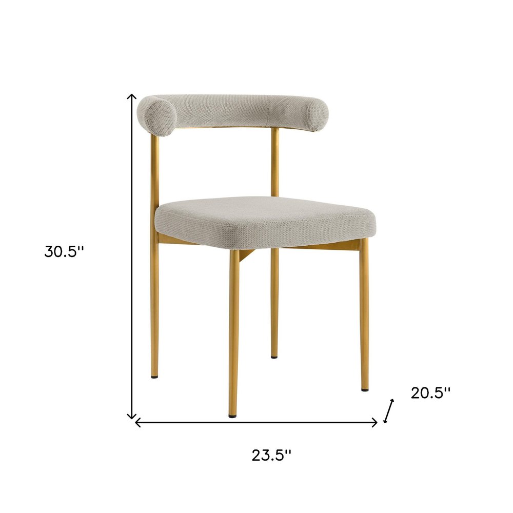 Set of Two Gray And Gold Upholstered Polyester Open Back Dining Side Chairs HomeRoots