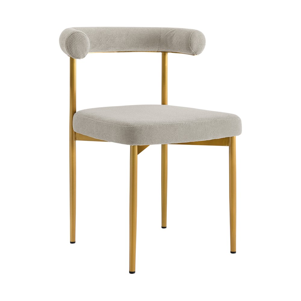 Set of Two Gray And Gold Upholstered Polyester Open Back Dining Side Chairs HomeRoots