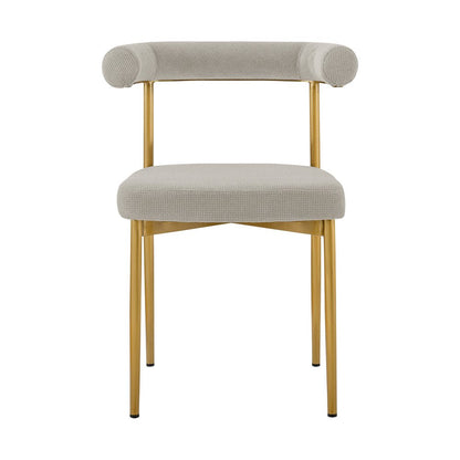 Set of Two Gray And Gold Upholstered Polyester Open Back Dining Side Chairs HomeRoots