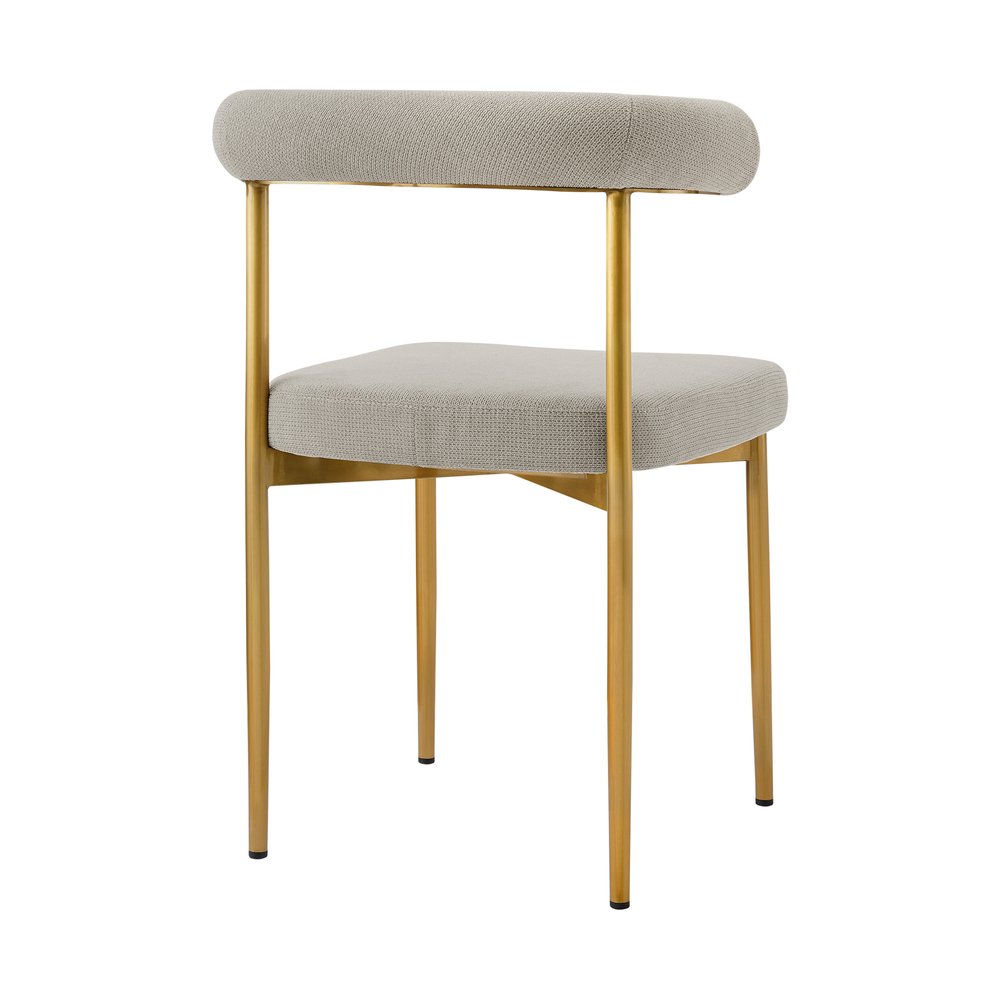 Set of Two Gray And Gold Upholstered Polyester Open Back Dining Side Chairs HomeRoots