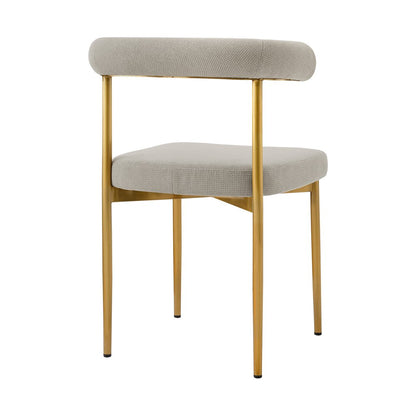 Set of Two Gray And Gold Upholstered Polyester Open Back Dining Side Chairs HomeRoots