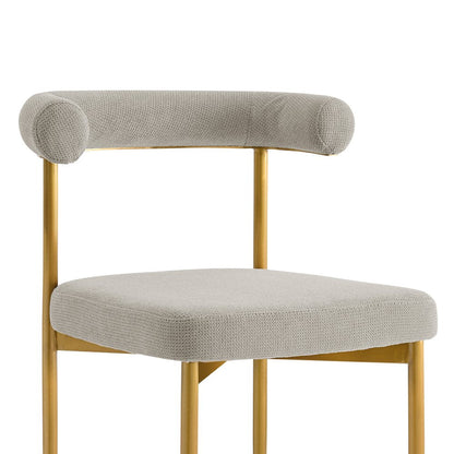 Set of Two Gray And Gold Upholstered Polyester Open Back Dining Side Chairs HomeRoots