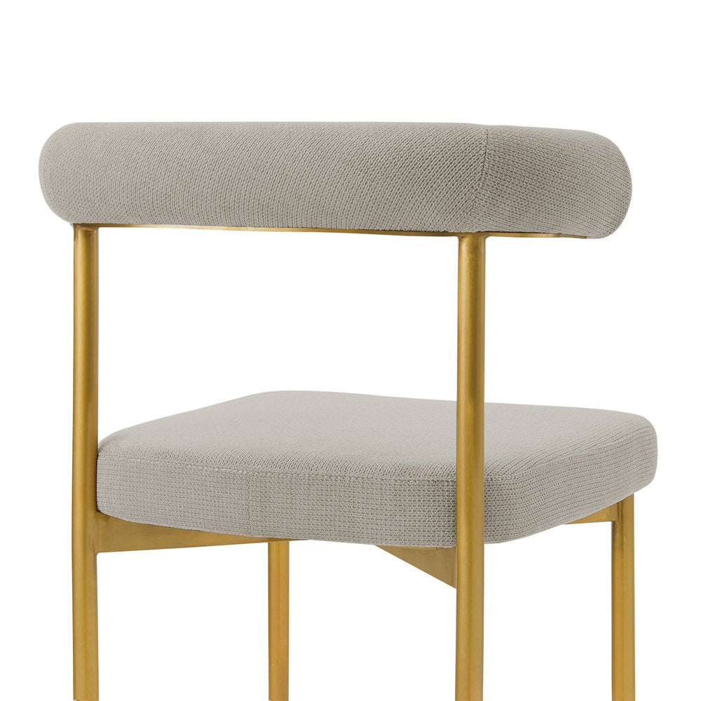 Set of Two Gray And Gold Upholstered Polyester Open Back Dining Side Chairs HomeRoots