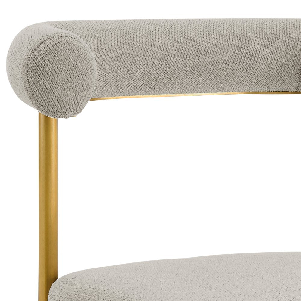 Set of Two Gray And Gold Upholstered Polyester Open Back Dining Side Chairs HomeRoots