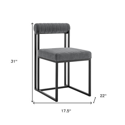 Set of Two Gray And Black Upholstered Polyester Open Back Dining Side Chairs HomeRoots