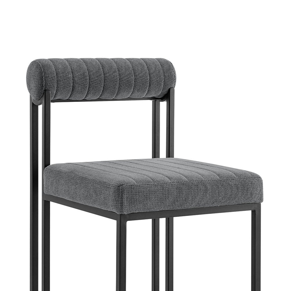 Set of Two Gray And Black Upholstered Polyester Open Back Dining Side Chairs HomeRoots