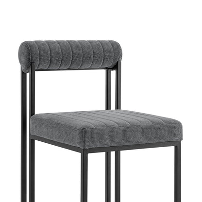 Set of Two Gray And Black Upholstered Polyester Open Back Dining Side Chairs HomeRoots