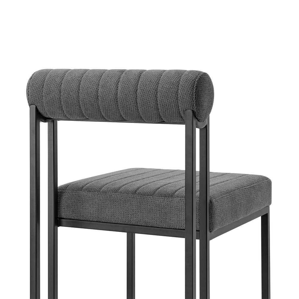 Set of Two Gray And Black Upholstered Polyester Open Back Dining Side Chairs HomeRoots
