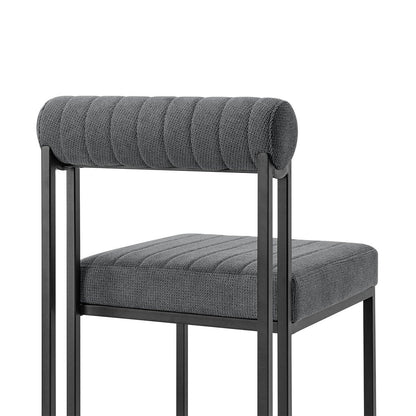 Set of Two Gray And Black Upholstered Polyester Open Back Dining Side Chairs HomeRoots