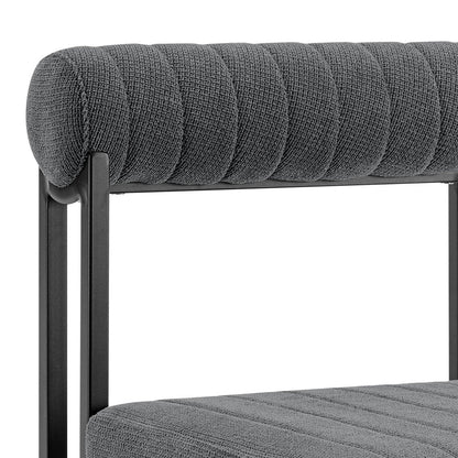 Set of Two Gray And Black Upholstered Polyester Open Back Dining Side Chairs HomeRoots