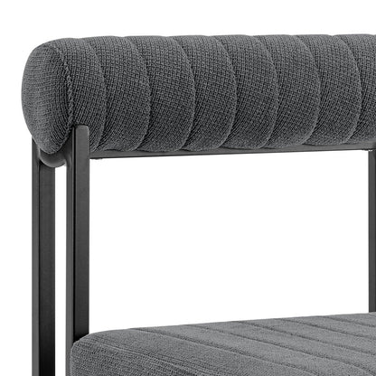 Set of Two Gray And Black Upholstered Polyester Open Back Dining Side Chairs HomeRoots