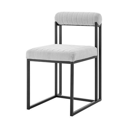 Set of Two Gray And Black Upholstered Polyester Open Back Dining Side Chairs HomeRoots
