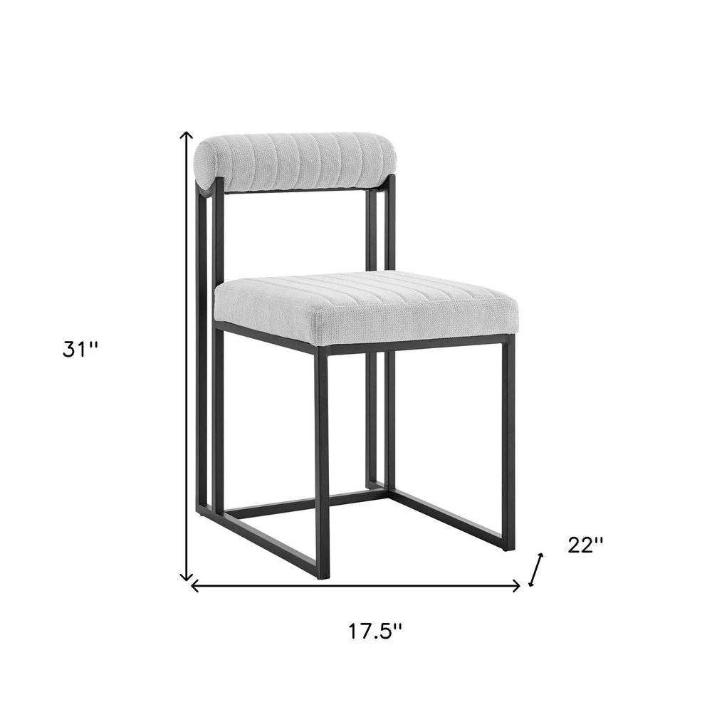 Set of Two Gray And Black Upholstered Polyester Open Back Dining Side Chairs HomeRoots