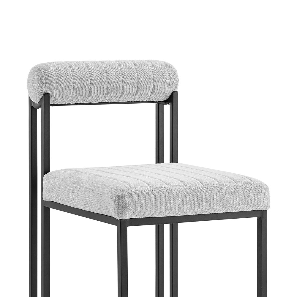Set of Two Gray And Black Upholstered Polyester Open Back Dining Side Chairs HomeRoots