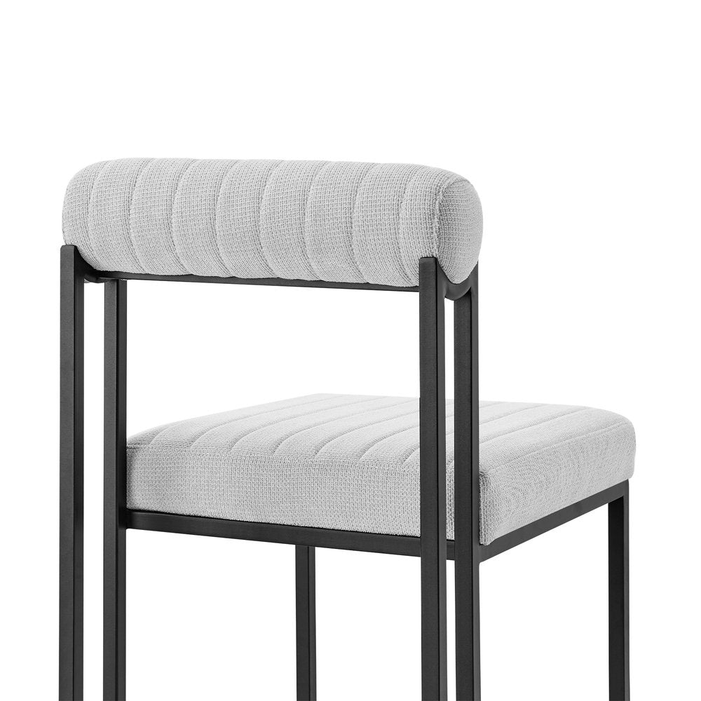 Set of Two Gray And Black Upholstered Polyester Open Back Dining Side Chairs HomeRoots