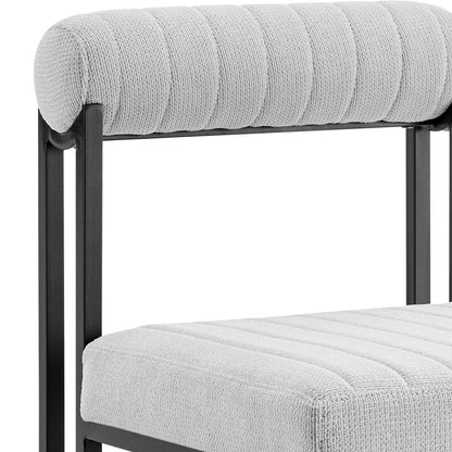Set of Two Gray And Black Upholstered Polyester Open Back Dining Side Chairs HomeRoots