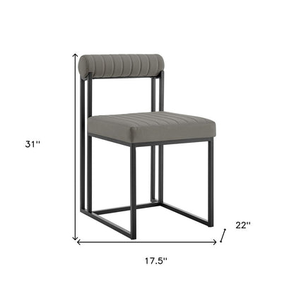 Set of Two Gray And Black Upholstered Faux Leather Open Back Dining Side Chairs HomeRoots