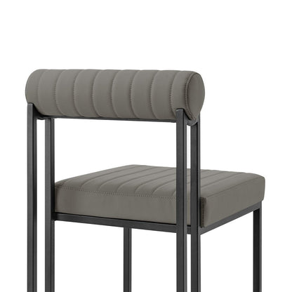 Set of Two Gray And Black Upholstered Faux Leather Open Back Dining Side Chairs HomeRoots