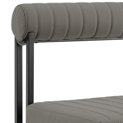 Set of Two Gray And Black Upholstered Faux Leather Open Back Dining Side Chairs HomeRoots