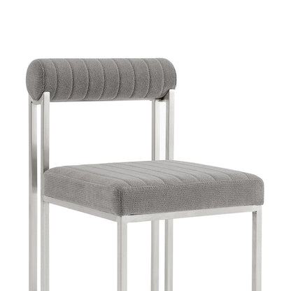Set of Two Gray And Silver Upholstered Polyester Open Back Dining Side Chairs HomeRoots