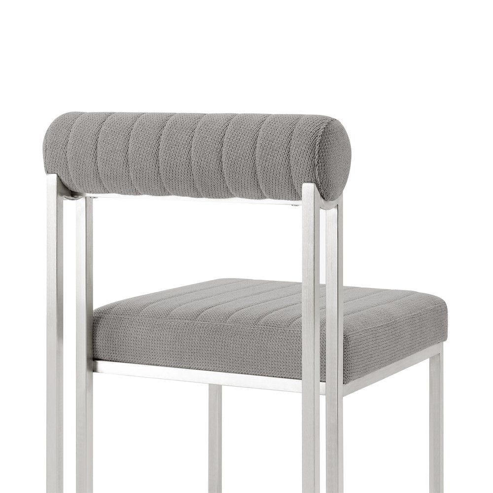 Set of Two Gray And Silver Upholstered Polyester Open Back Dining Side Chairs HomeRoots
