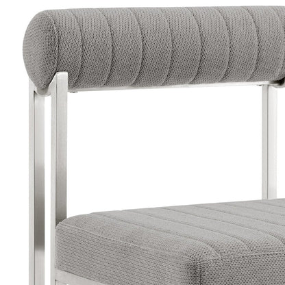 Set of Two Gray And Silver Upholstered Polyester Open Back Dining Side Chairs HomeRoots