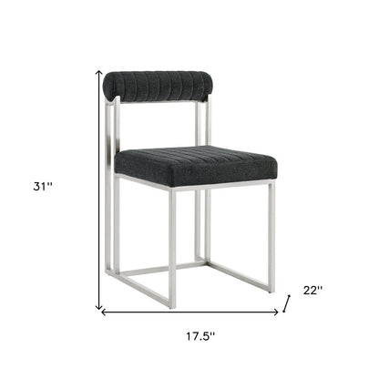 Set of Two Gray And Silver Upholstered Polyester Open Back Dining Side Chairs HomeRoots