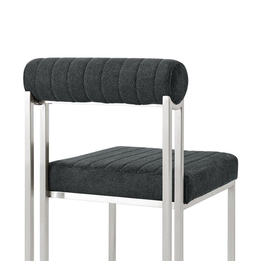 Set of Two Gray And Silver Upholstered Polyester Open Back Dining Side Chairs HomeRoots