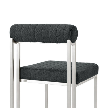 Set of Two Gray And Silver Upholstered Polyester Open Back Dining Side Chairs HomeRoots