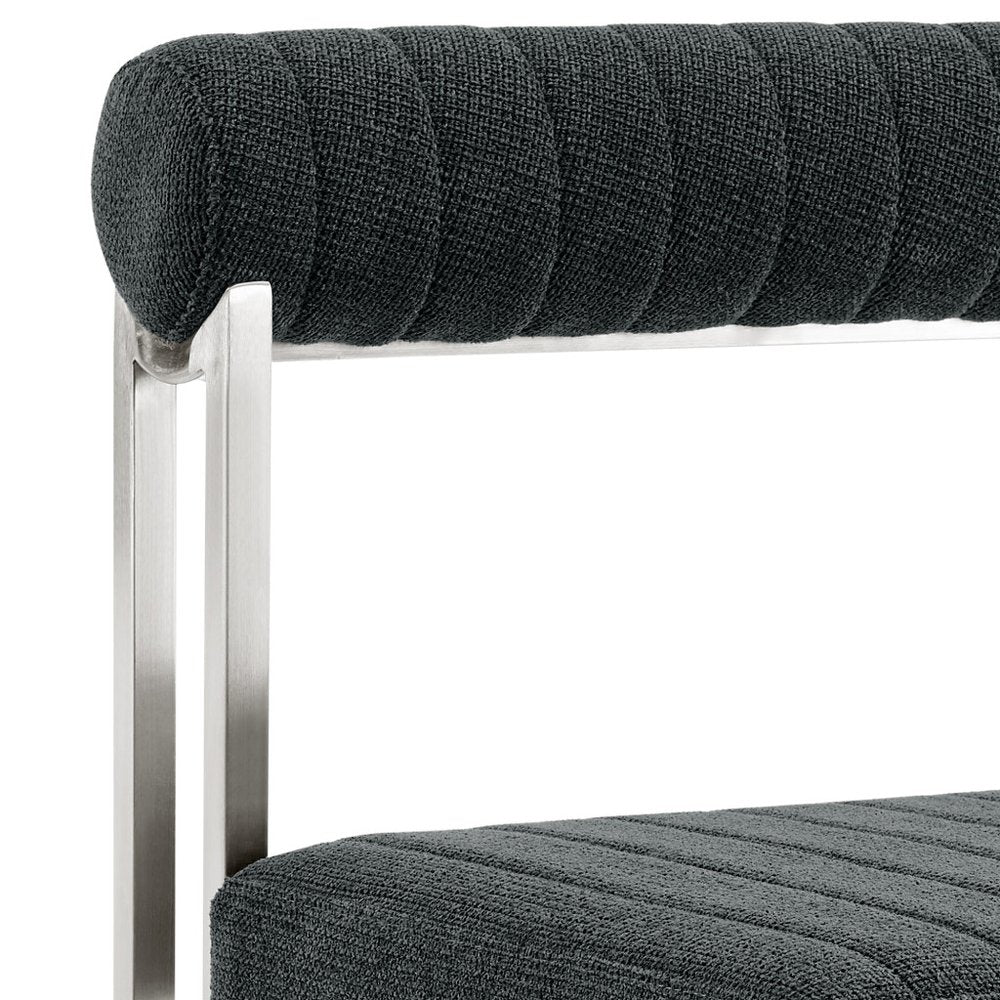 Set of Two Gray And Silver Upholstered Polyester Open Back Dining Side Chairs HomeRoots