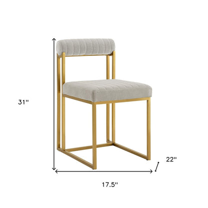 Set of Two Gray And Gold Upholstered Polyester Open Back Dining Side Chairs HomeRoots