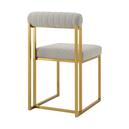 Set of Two Gray And Gold Upholstered Polyester Open Back Dining Side Chairs HomeRoots