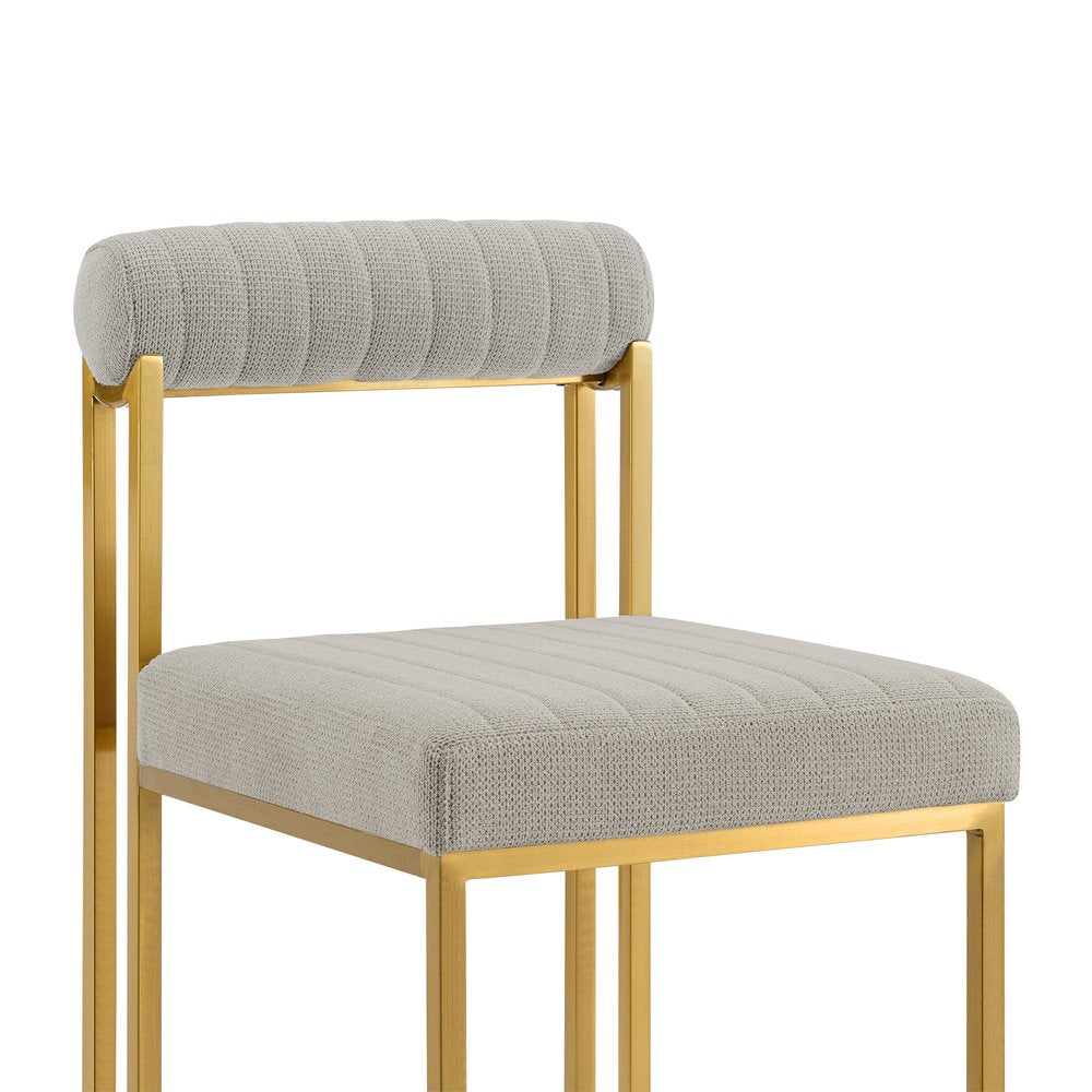 Set of Two Gray And Gold Upholstered Polyester Open Back Dining Side Chairs HomeRoots