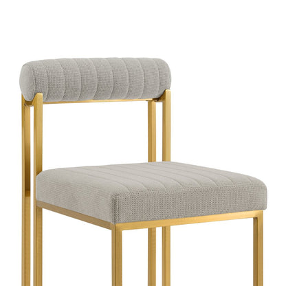 Set of Two Gray And Gold Upholstered Polyester Open Back Dining Side Chairs HomeRoots