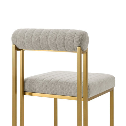 Set of Two Gray And Gold Upholstered Polyester Open Back Dining Side Chairs HomeRoots