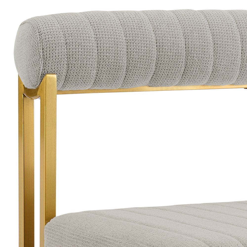 Set of Two Gray And Gold Upholstered Polyester Open Back Dining Side Chairs HomeRoots