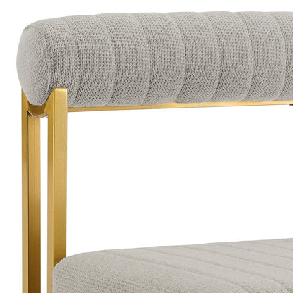 Set of Two Gray And Gold Upholstered Polyester Open Back Dining Side Chairs HomeRoots