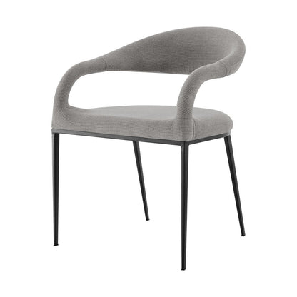 Set of Two Gray And Black Upholstered Polyester Open Back Dining Arm Chairs HomeRoots