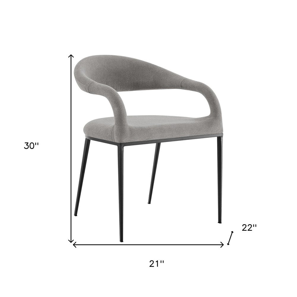 Set of Two Gray And Black Upholstered Polyester Open Back Dining Arm Chairs HomeRoots