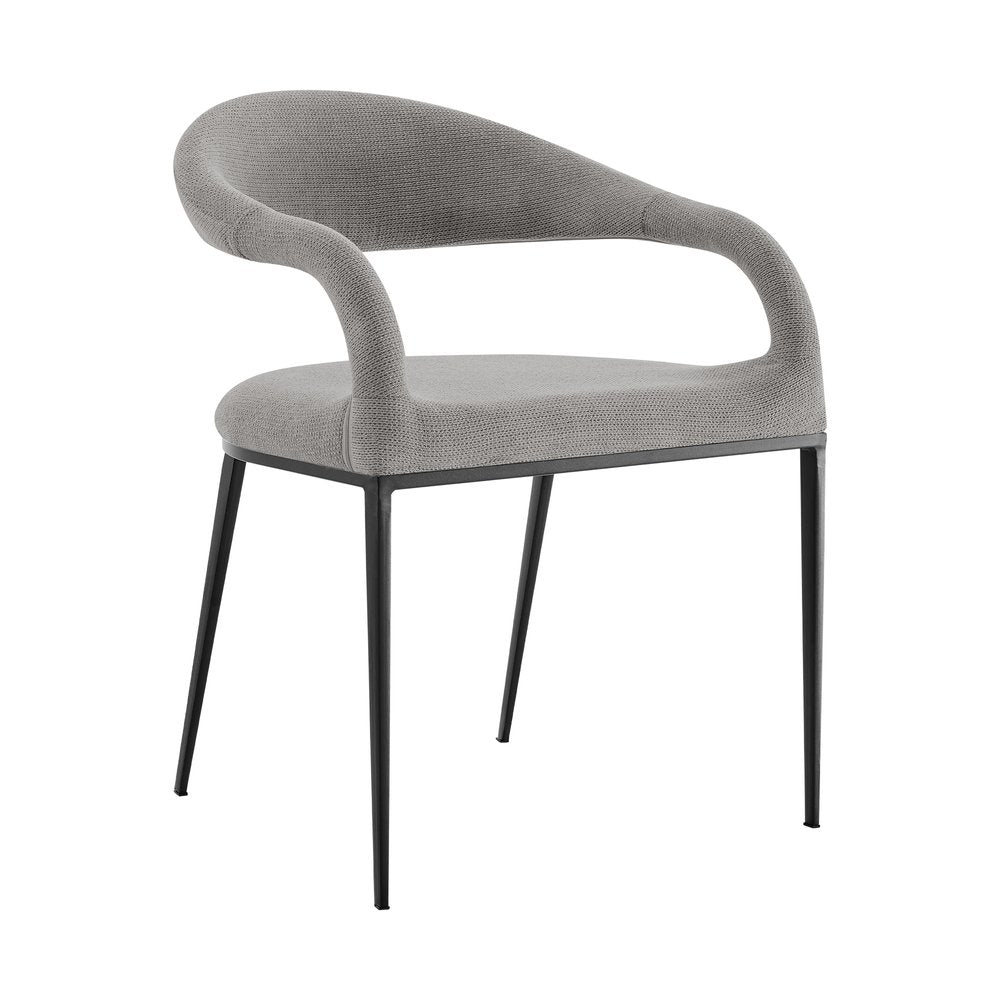 Set of Two Gray And Black Upholstered Polyester Open Back Dining Arm Chairs HomeRoots