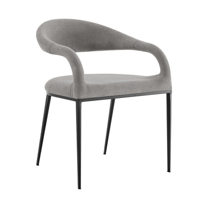 Set of Two Gray And Black Upholstered Polyester Open Back Dining Arm Chairs HomeRoots