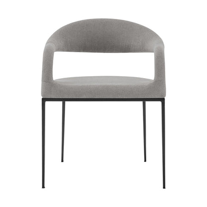 Set of Two Gray And Black Upholstered Polyester Open Back Dining Arm Chairs HomeRoots