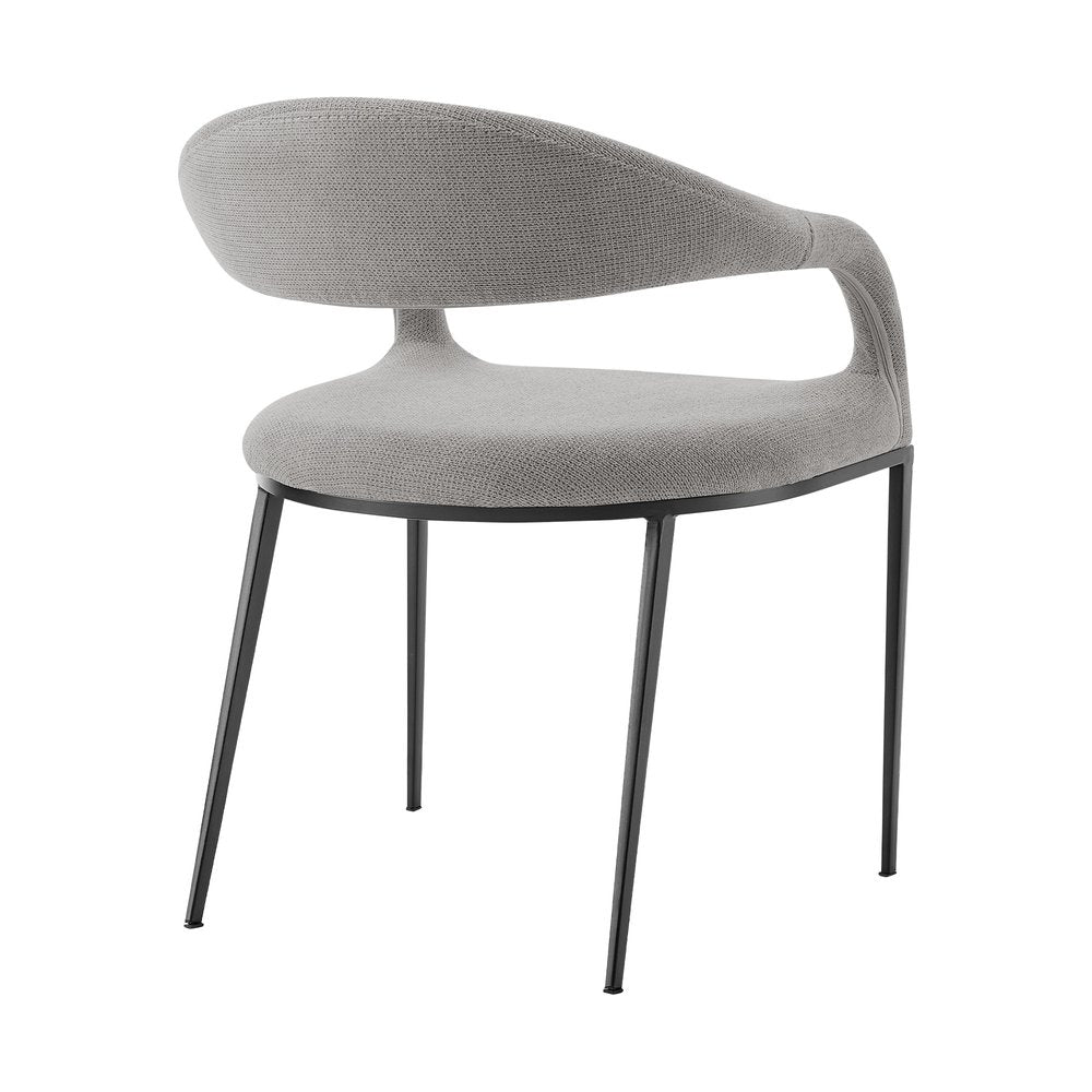 Set of Two Gray And Black Upholstered Polyester Open Back Dining Arm Chairs HomeRoots