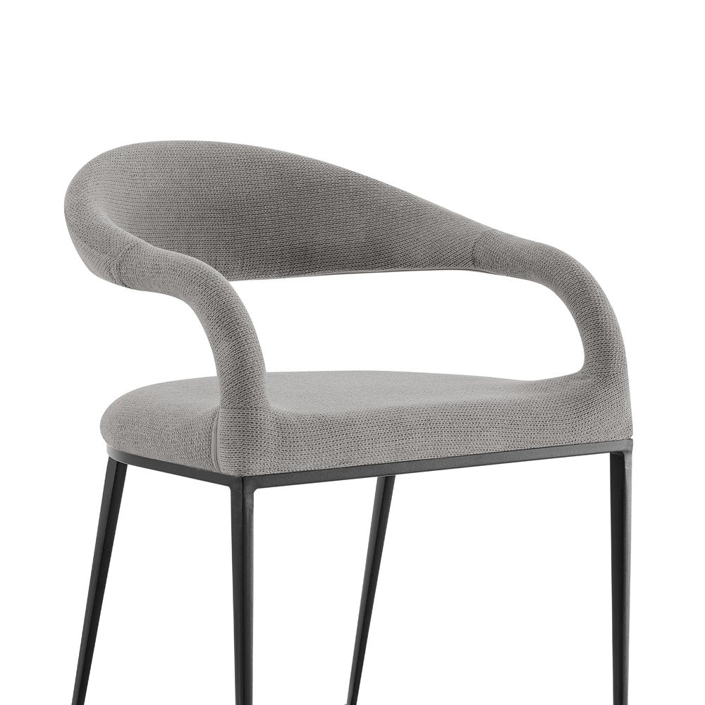 Set of Two Gray And Black Upholstered Polyester Open Back Dining Arm Chairs HomeRoots