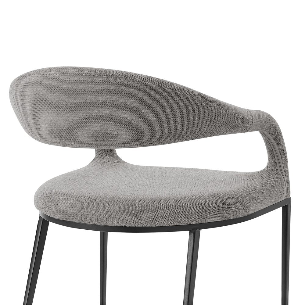 Set of Two Gray And Black Upholstered Polyester Open Back Dining Arm Chairs HomeRoots