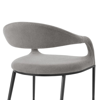 Set of Two Gray And Black Upholstered Polyester Open Back Dining Arm Chairs HomeRoots