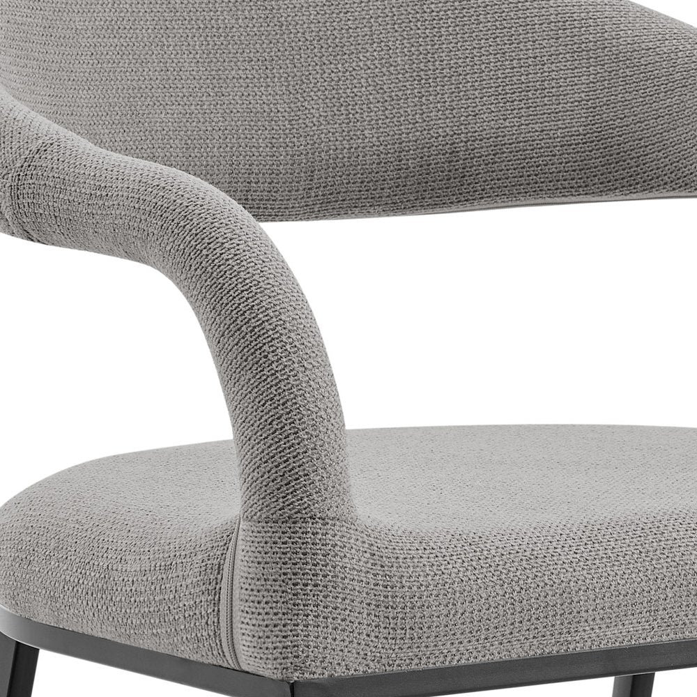 Set of Two Gray And Black Upholstered Polyester Open Back Dining Arm Chairs HomeRoots