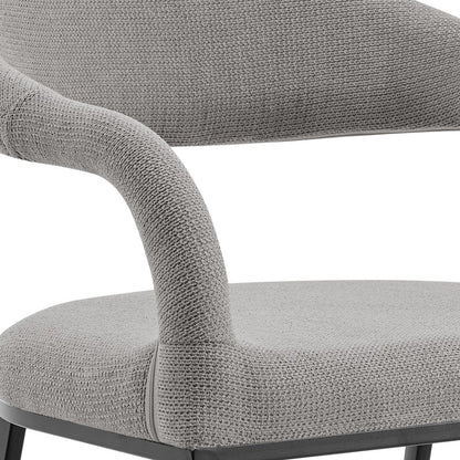 Set of Two Gray And Black Upholstered Polyester Open Back Dining Arm Chairs HomeRoots