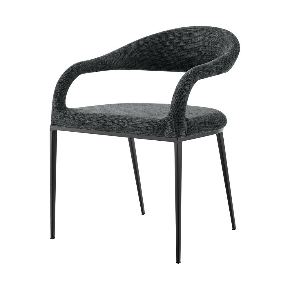 Set of Two Gray And Black Upholstered Polyester Open Back Dining Arm Chairs HomeRoots