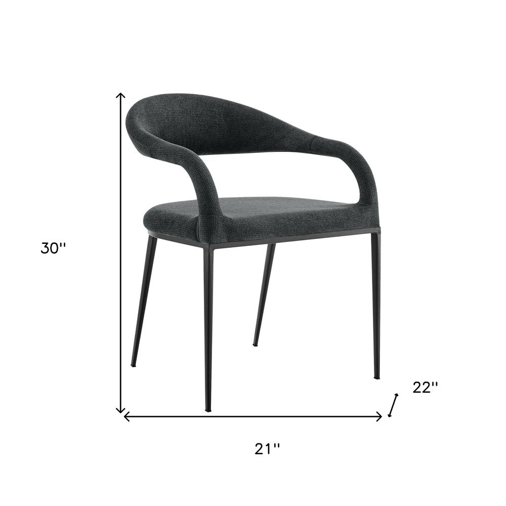 Set of Two Gray And Black Upholstered Polyester Open Back Dining Arm Chairs HomeRoots
